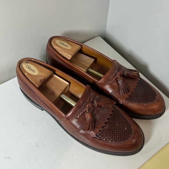 Allen Edmond Size 11 D Cody Brown Leather Woven Tassel Loafer Antique Brown Shoe